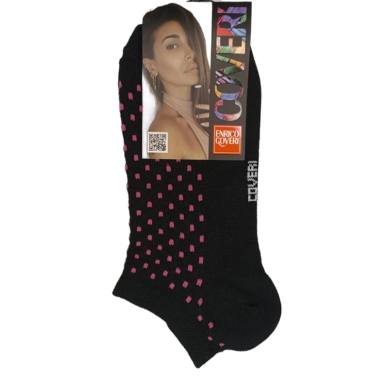 Τερκλίκι κάλτσα Γυναικεία Enrico Coveri με 'Πουά' σχέδιο | 15ASS μαύρο φούξια