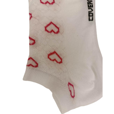 Τερλίκι κάλτσα Enrico Coveri Γυναικεία με 'Καρδιές' σχέδιο | 16ASS λευκό-φούξια κοντινό