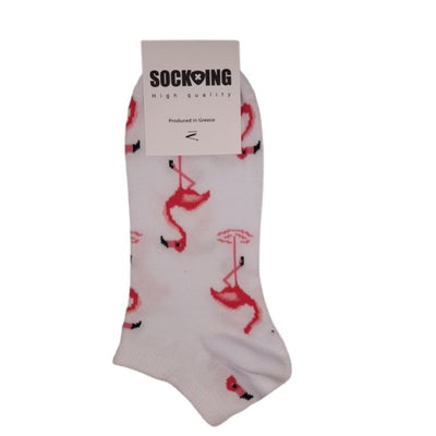 Τερλίκι κάλτσα Socking Γυναικεία με σχέδιο Flamingo | S80420 λευκό
