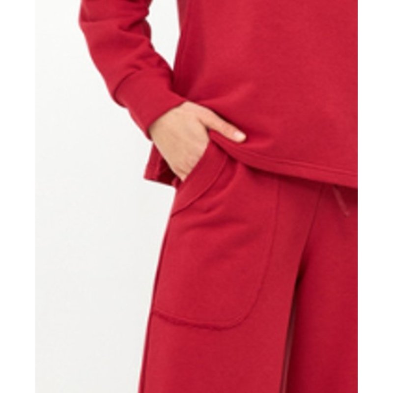 Πιτζάμα homewear με V λαιμόκοψη | 30-103922 κόκκινο τσέπες κοντινό