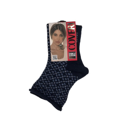 Γυναικεία κάλτσα ημίκοντη με σχέδια χωρίς λάστιχο | 2ASS μπλε σκούρο