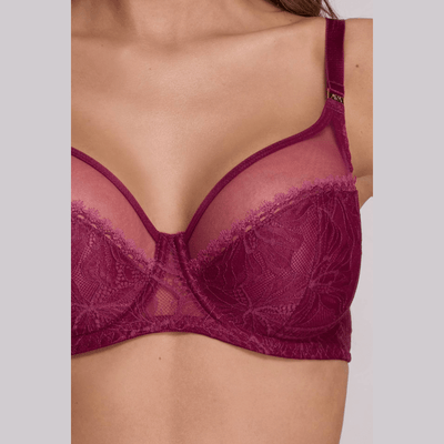 Σουτιέν με μπανέλαAVA 1396 μωβ χωρίς ενίσχυση για μεγάλο στήθος κοντινό
