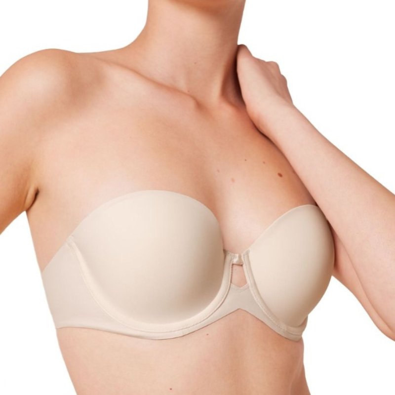 Σουτιέν Strapless Triumph Pure Micro WDP με ενίσχυση & μπανέλα μπεζ κοντινό