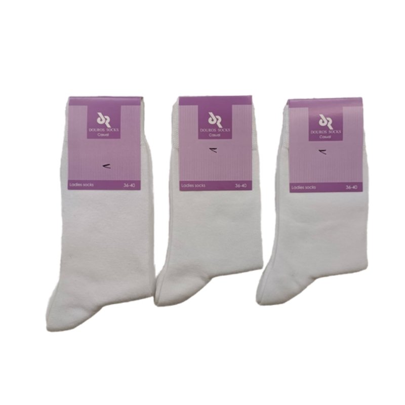 Κάλτσα γυναικεία Douros βαμβακερή 3άδα | 6001 λευκό