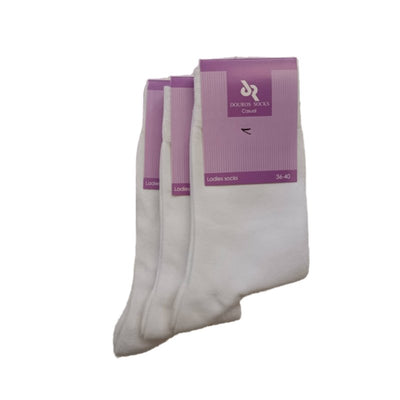 Κάλτσα γυναικεία Douros βαμβακερή 3άδα | 6001 λευκό μπροστά