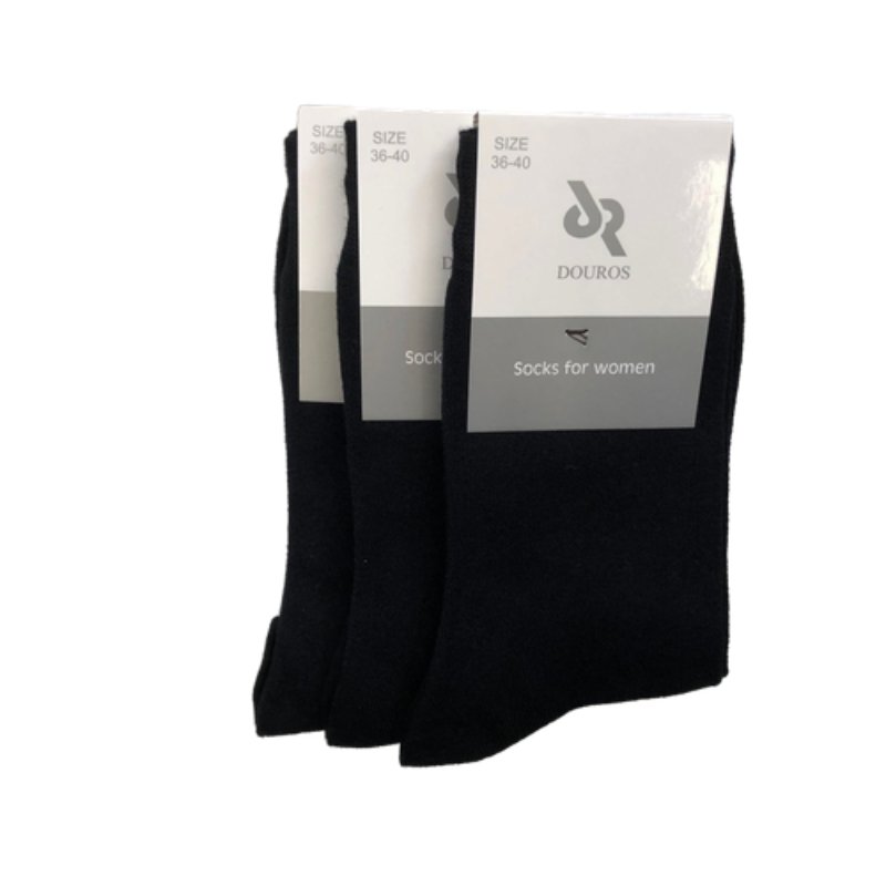 Κάλτσα γυναικεία Douros βαμβακερή 3άδα | 6001 μαύρο μπροστά
