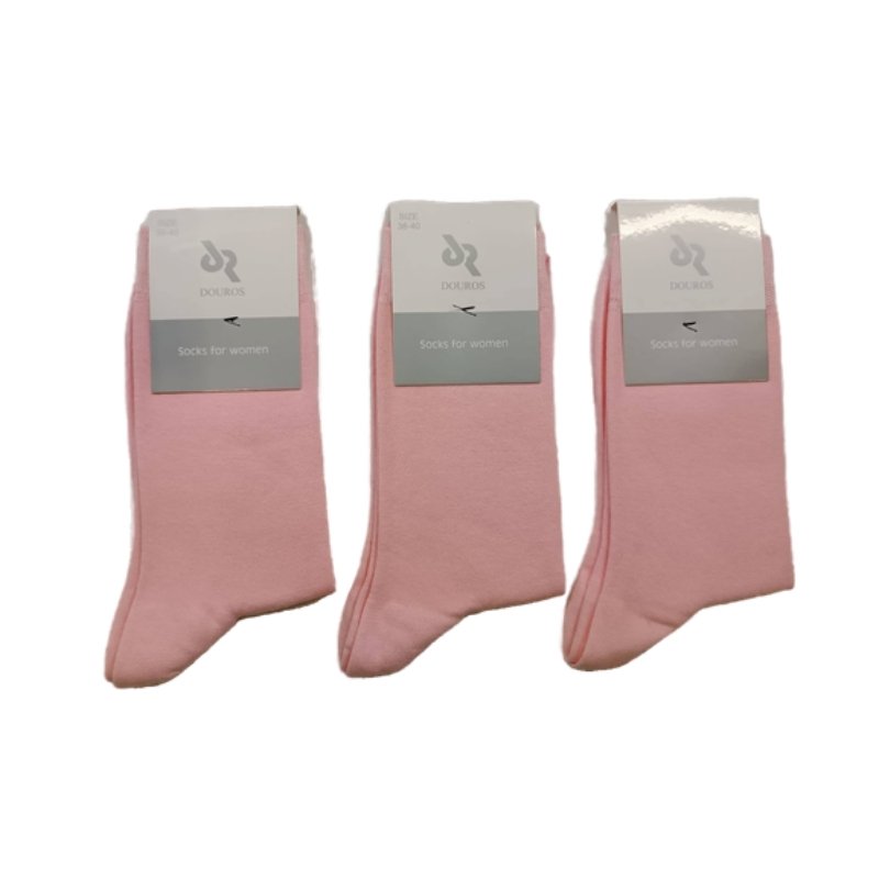 Κάλτσα γυναικεία Douros βαμβακερή 3άδα | 6001 ροζ