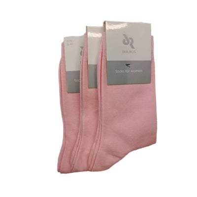 Κάλτσα γυναικεία Douros βαμβακερή 3άδα | 6001 ροζ μπροστά