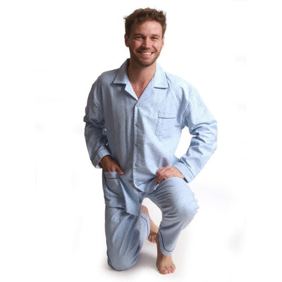 Ανδρική πιτζάμα Outfitter κλασσική με γιακά | 441312 γαλάζιο