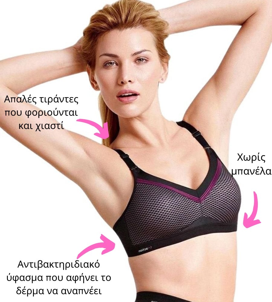 Αθλητικό σουτιέν TRIUMPH για μεσαία αθλητική άσκηση Triaction Free Motion N EX μαύρο μπροστά