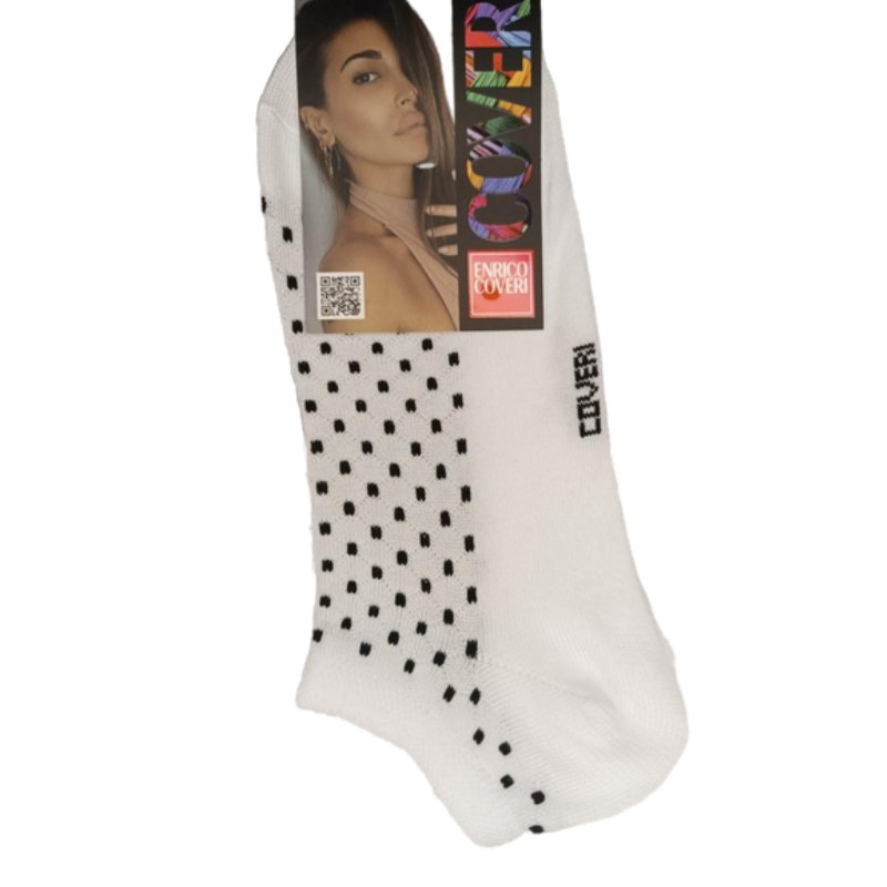 Τερκλίκι κάλτσα Γυναικεία Enrico Coveri με 'Πουά' σχέδιο | 15ASS λευκό μαύρο