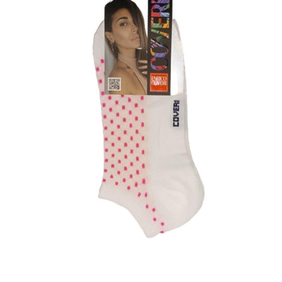Τερκλίκι κάλτσα Γυναικεία Enrico Coveri με 'Πουά' σχέδιο | 15ASS λευκό ροζ