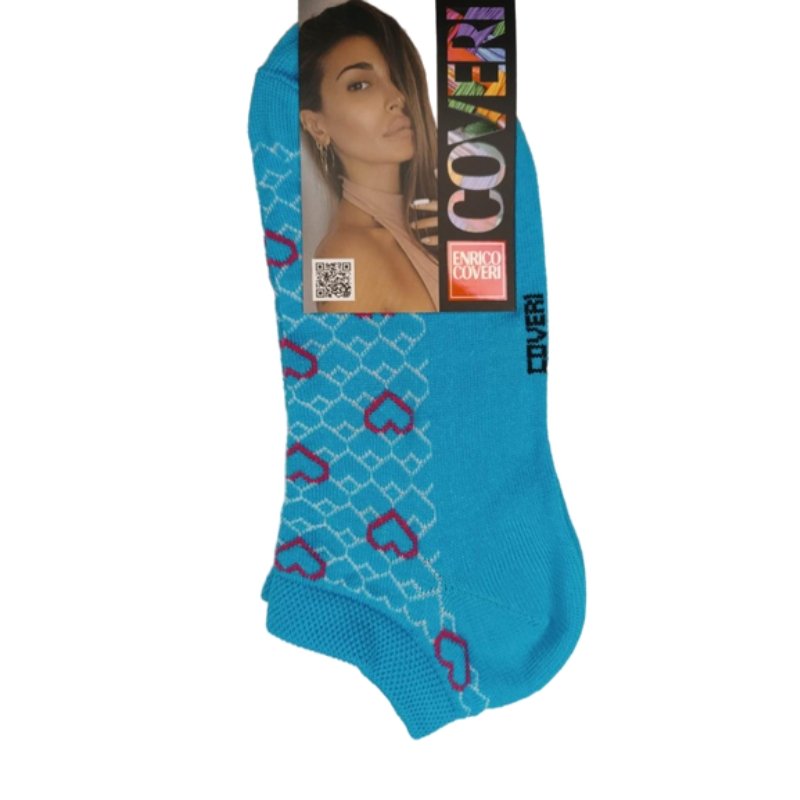 Τερλίκι κάλτσα Enrico Coveri Γυναικεία με 'Καρδιές' σχέδιο | 16ASS γαλάζιο