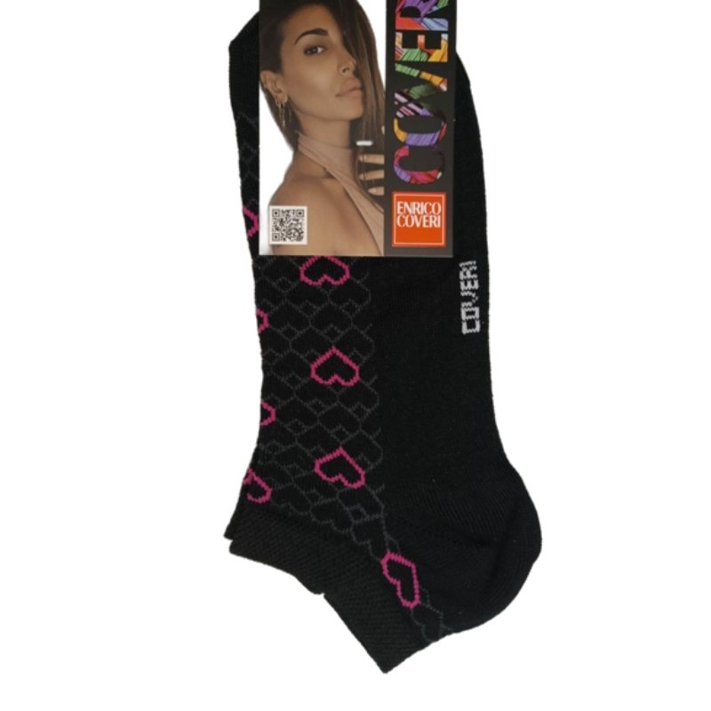 Τερλίκι κάλτσα Enrico Coveri Γυναικεία με 'Καρδιές' σχέδιο | 16ASS μαύρο-φούξια