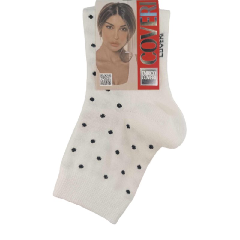 Γυναικεία κάλτσα Enrico Coveri ημίκοντη με  'Πουά' σχέδιο | LIFE-12ASS λευκό
