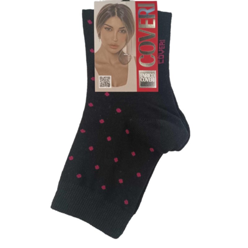 Γυναικεία κάλτσα Enrico Coveri ημίκοντη με  'Πουά' σχέδιο | LIFE-12ASS μαύρο