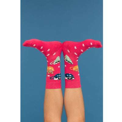 Γυναικεία κάλτσα με σχέδιο 'Κούπες Καφέ' | 3130-01-2