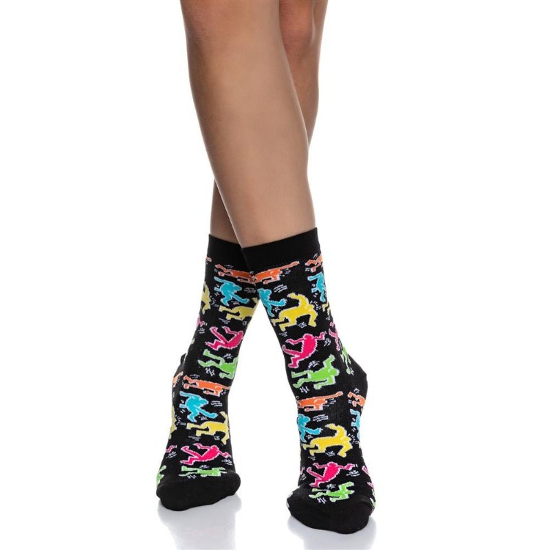 Γυναικεία κάλτσα INIZIO βαμβακερή με σχέδιο Ανθρωπάκια | 11-3 μπροστά