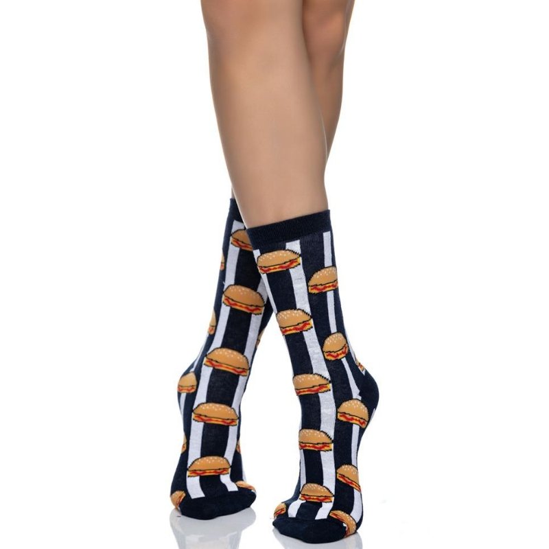 Γυναικεία κάλτσα Inizio βαμβακερή με σχέδιο Χαμπουργκερ | 25-3 μπροστά