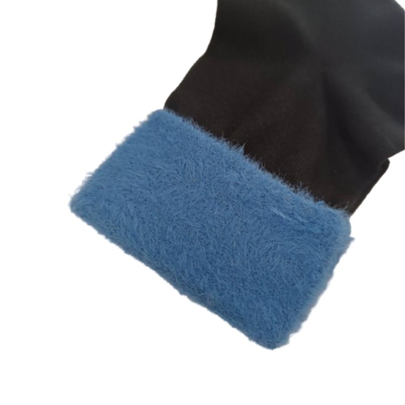 Γυναικεία κάλτσα με σχέδιο γούνα στο τελείωμα | 5075 γαλάζιο κοντινό