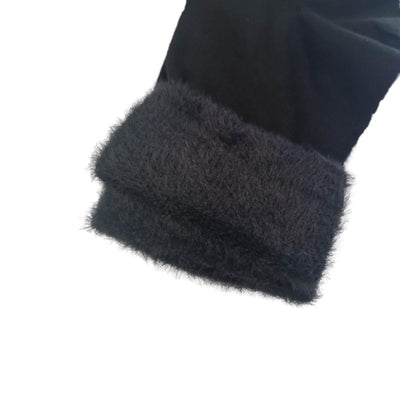 Γυναικεία κάλτσα με σχέδιο γούνα στο τελείωμα | 5075 μαύρο κοντινό