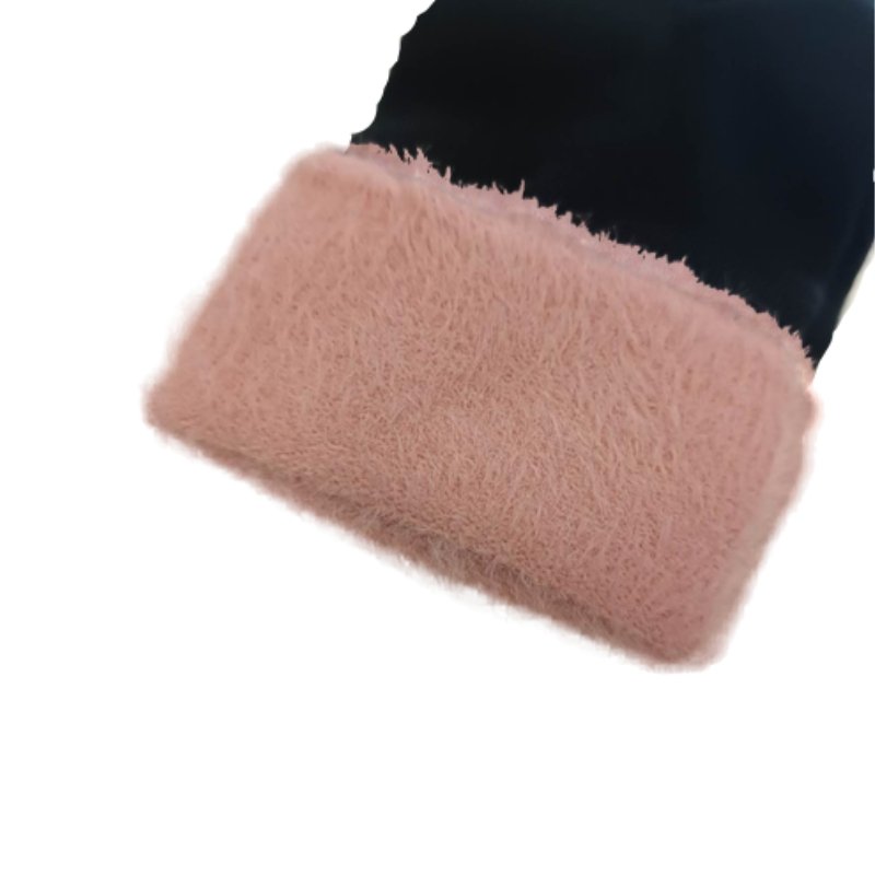 Γυναικεία κάλτσα με σχέδιο γούνα στο τελείωμα | 5075 ροζ κοντινό