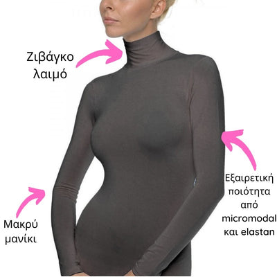 Γυναικεία μπλούζα Helios με ζιβάγκο λαιμό & μακρύ μανίκι | 80678 γκρί