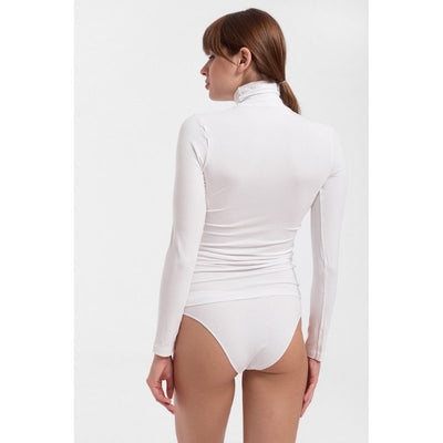 Γυναικεία μπλούζα Helios με ζιβάγκο λαιμό & μακρύ μανίκι | 80678 λευκό πλάτη
