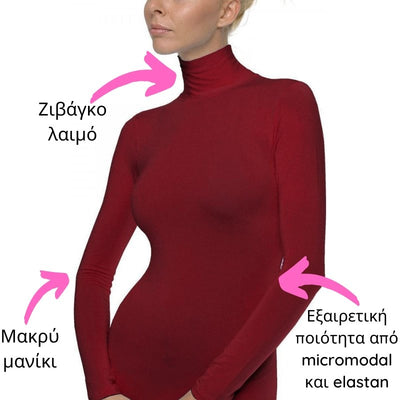 Γυναικεία μπλούζα Helios με ζιβάγκο λαιμό & μακρύ μανίκι | 80678 μπορντό