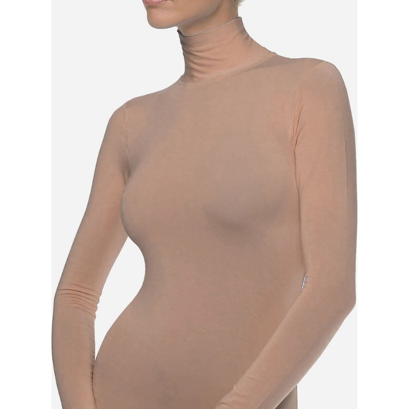 Γυναικεία μπλούζα Helios με ζιβάγκο λαιμό & μακρύ μανίκι | 80678 πραλίνα μπροστά