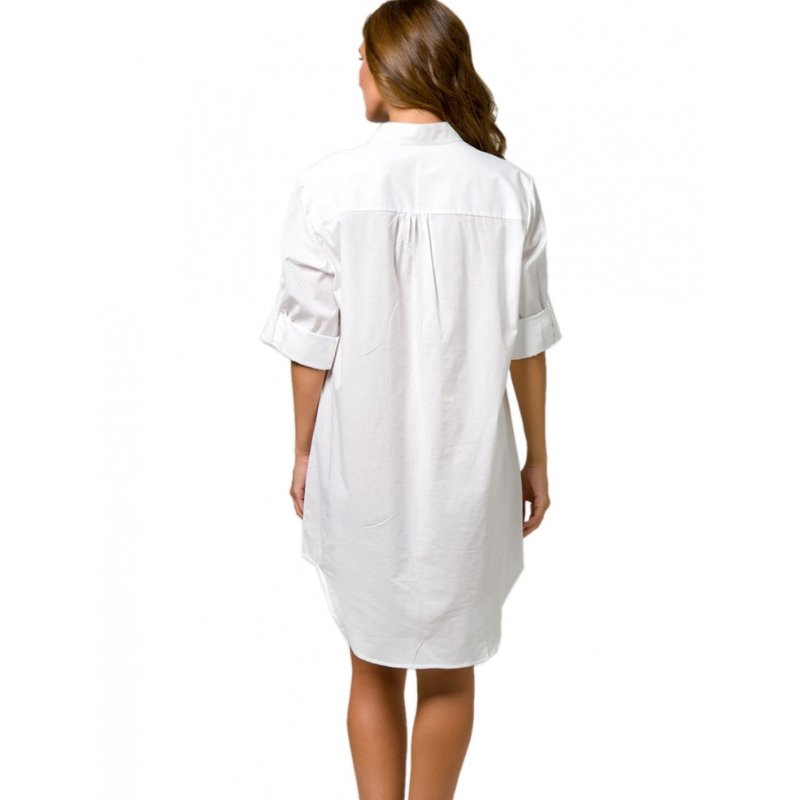 Γυναικεία Πουκαμίσα/Φόρεμα Harmony με Γιακά & Τσέπες λευκό πλάτη