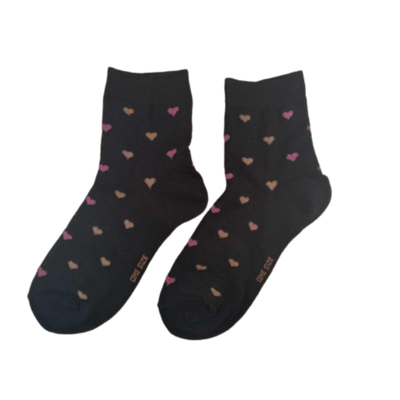 Γυναικεία κάλτσα (3άδα) ημίκοντη με σχέδιο 'Καρδιές' | LIFE-4C