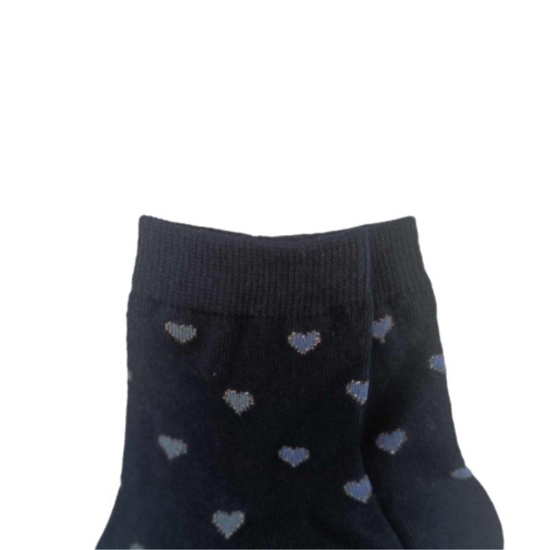Γυναικεία κάλτσα Enrico Coveri ημίκοντη με σχέδιο 'Καρδιές' | LIFE-4C μπλε σκούρο κοντινό