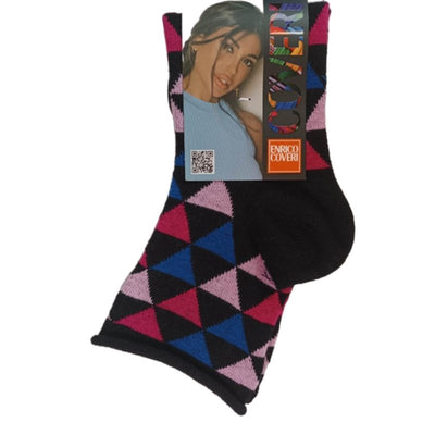 Γυναικεία κάλτσα με σχέδια 'Τρίγωνα' χωρίς λάστιχο | 4ASS μωβ