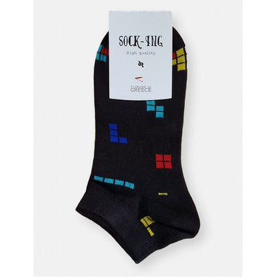 Τερλίκι κάλτσα Socking Γυναικεία με σχέδιο Tetris | 1121-01 Μαύρο
