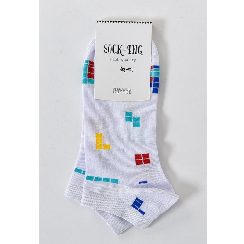 Τερλίκι κάλτσα Socking Γυναικεία με σχέδιο Tetris | 1121-02 Λευκό