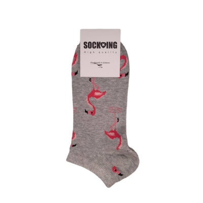 Τερλίκι κάλτσα Socking Γυναικεία με σχέδιο Flamingo | S80420 γκρί ανοιχτό