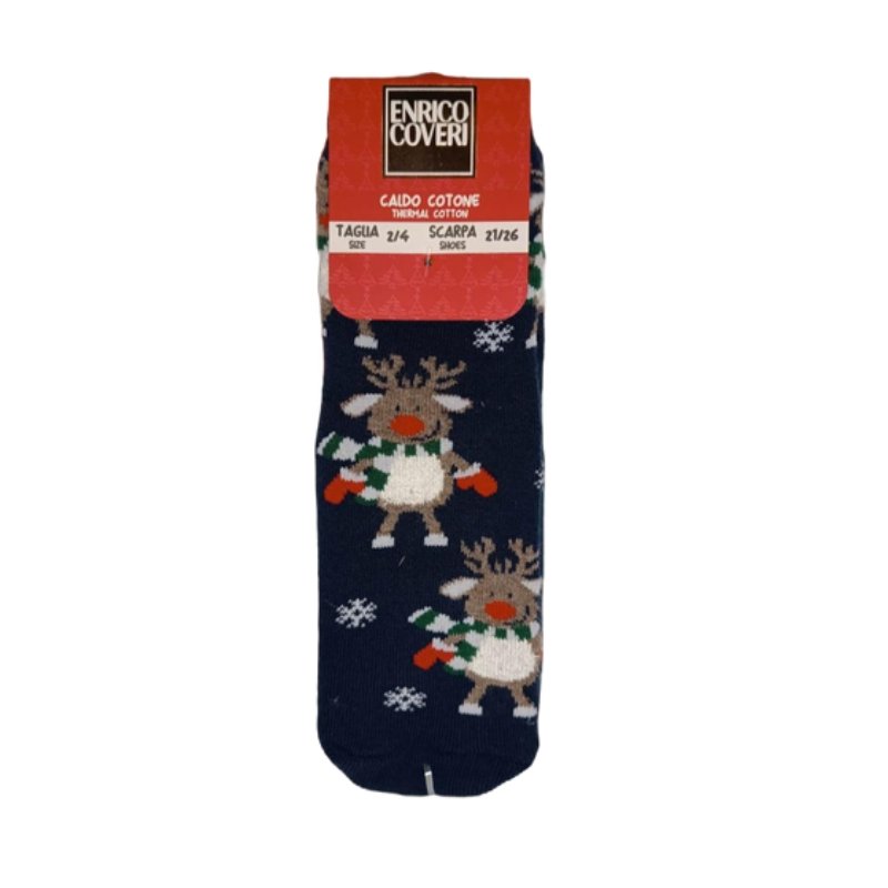 Παιδικές Κάλτσες Χριστουγεννιάτικες Αντιολισθητικές | POLE E1 μπλε σκούρο μπροστά