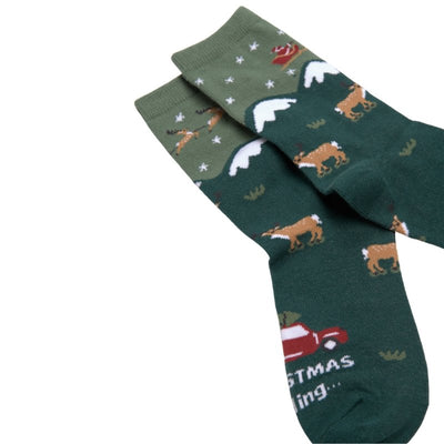 Παιδικές κάλτσες Ysabel Mora Χριστουγεννιάτικες 2άδα | 02840 πράσινο
