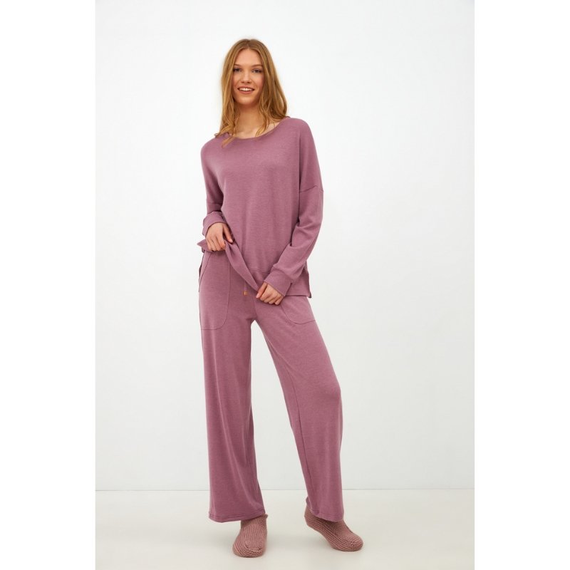 Πιτζάμα Homewear Harmony πλεκτή μονόχρωμη | 30-103908 ροζ μπροστά