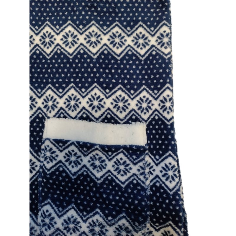 Ρόμπα φλις με κουκούλα | KF1216 μπλε σκούρο τσέπη