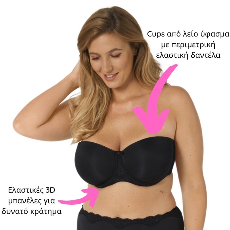 Στράπλες σουτιέν TRIUMPH με ενίσχυση & μπανέλα Beauty Full Essential WDP μαύρο μπροστά