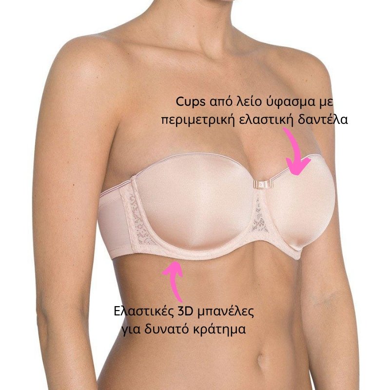 Στράπλες σουτιέν TRIUMPH με ενίσχυση & μπανέλα Beauty Full Essential WDP μπέζ