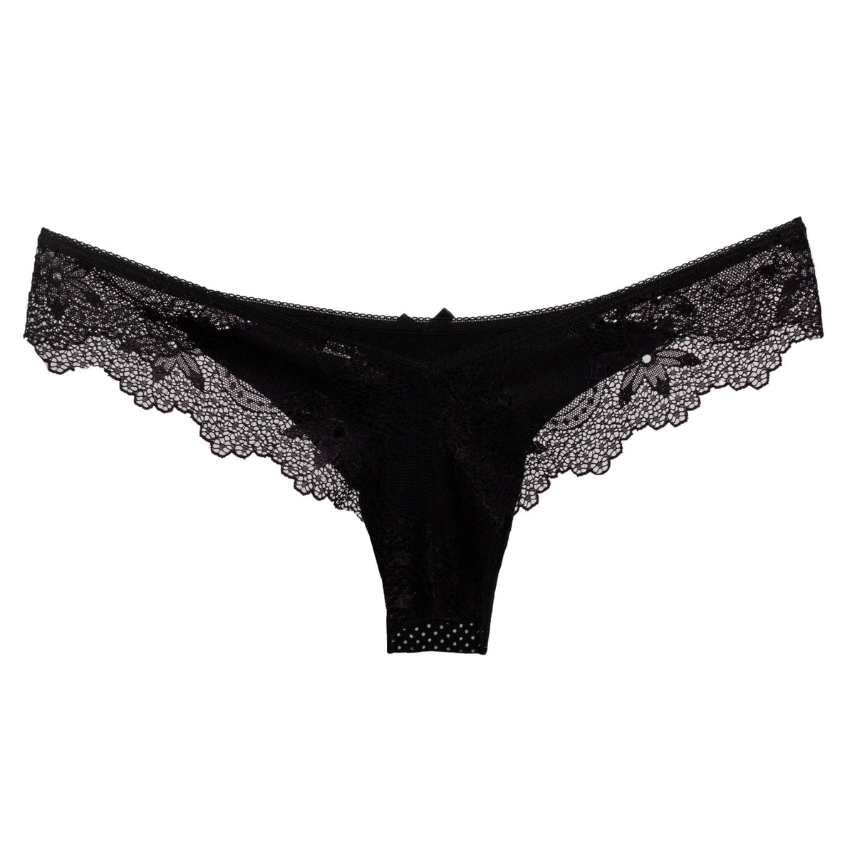 Brazilian Slip Dreams βαμβακερό με δαντέλα | 668 μαύρο πίσω