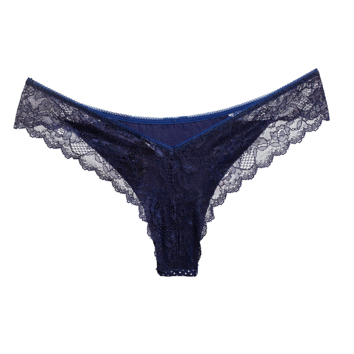 Brazilian Slip Dreams βαμβακερό με δαντέλα | 668 μπλέ σκούρο πίσω