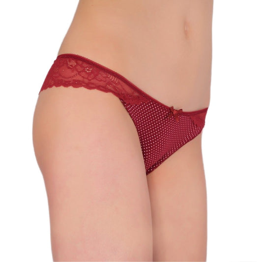 Brazilian Slip Dreams βαμβακερό με δαντέλα | 668 γκρενά μπροστά