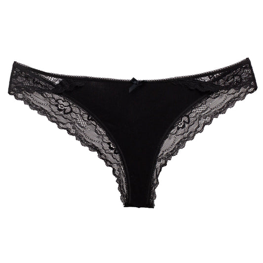 Brazilian Slip Dreams χαμηλόμεσο με ελαστική δαντέλα | 661 μαύρο μπροστά