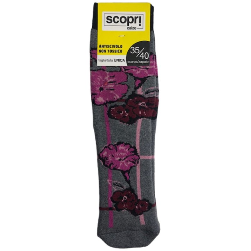 Γυναικείες κάλτσες με βεντουζάκια Scopri | fiore γκρί μπροστά