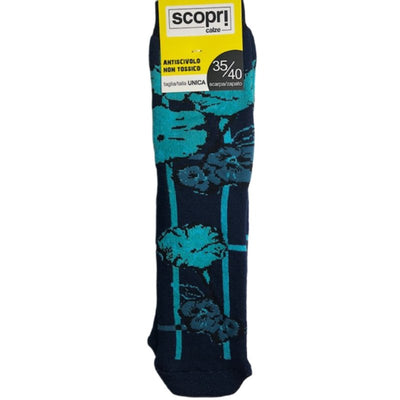 Γυναικείες κάλτσες με βεντουζάκια Scopri | fiore μπλέ μπροστά