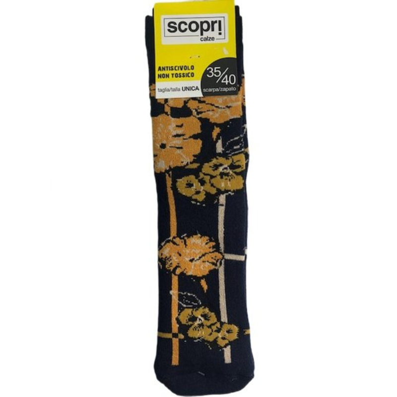 Γυναικείες κάλτσες με βεντουζάκια Scopri | fiore μπλέ σκούρο μπροστά